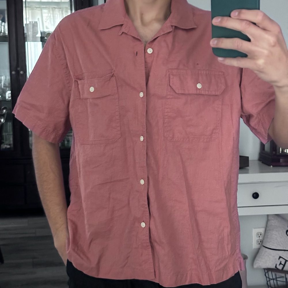 American Eagle Men's Casual Button-Down Shirt - Dusty Red